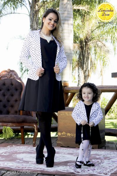 Conjunto de Vestido Casaco Tal Mãe Tal Filha