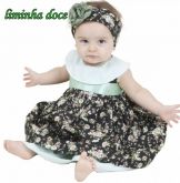 Vestido Floral Verde com Preto