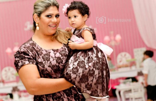 Vestido Marrom com Rosa Mãe e Filha